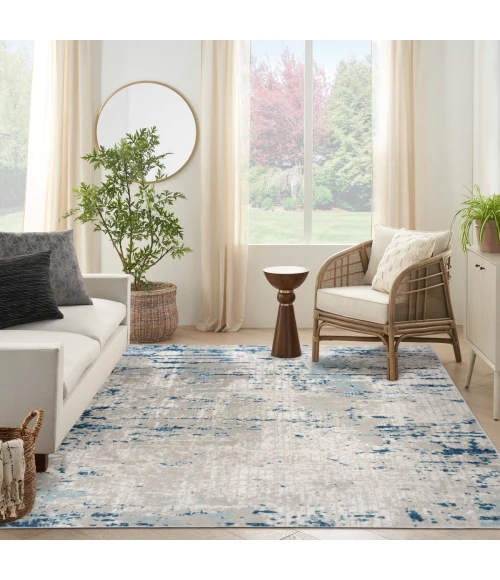 Nourison Quarry Ivory Grey Blue QUA01 7 ft. X 10 ft. Rect. Rug