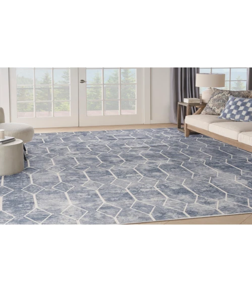 Nicole Curtis Machine Washable Series 1 Blue SR107 9 ft. 2 in. X 12 ft. Rectangle Rug