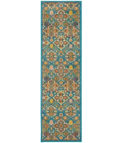Nourison Home Allur ALR03 Turquoise Ivory 2 ft. 3 in. X 7 ft. 6 in. Area Rug