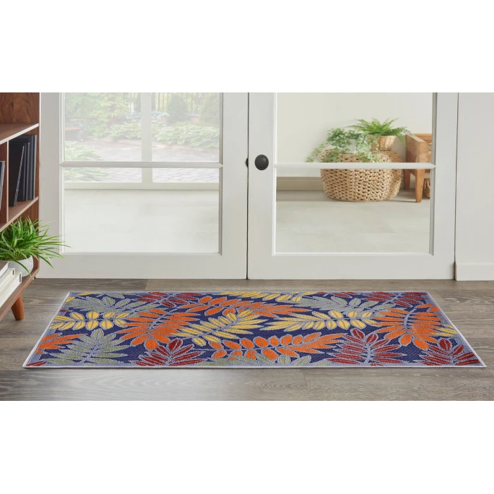 Nourison Aloha Navy Multicolor ALH18 2 ft. 8 in. X 4 ft. Rectangle Rug