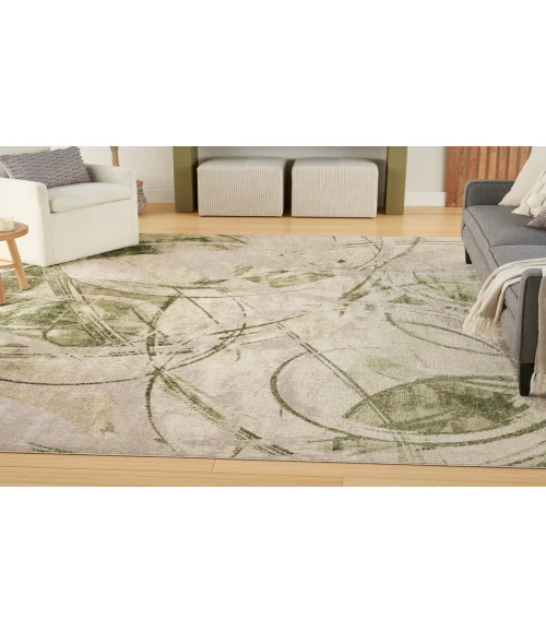 Nourison Astra Machine Washable Beige Green ASW14 7 ft. 10 in. X 10 ft. Rectangle Rug