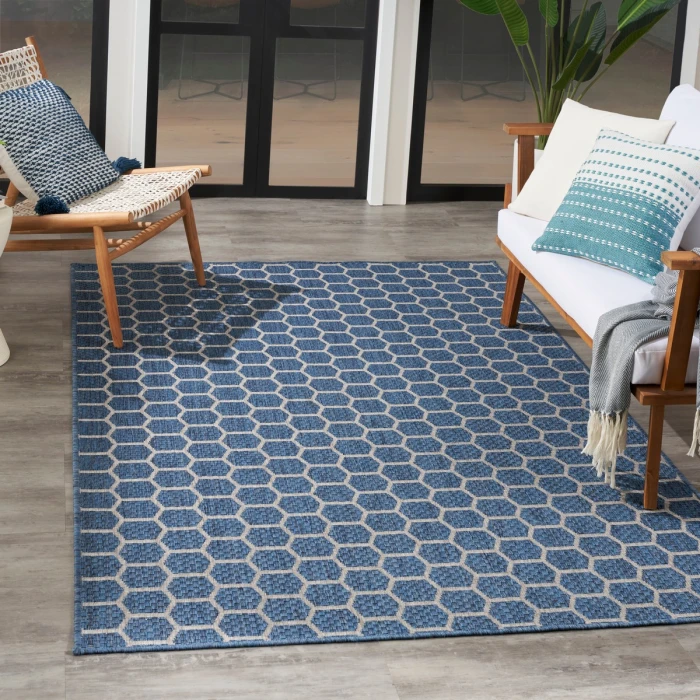 Nourison Twist Reversible Blue TWS01 4 ft. X 6 ft. Rect. Rug