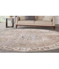 Nourison Astra Machine Washable Beige ASW12 5 ft. 3 in. Round Rug
