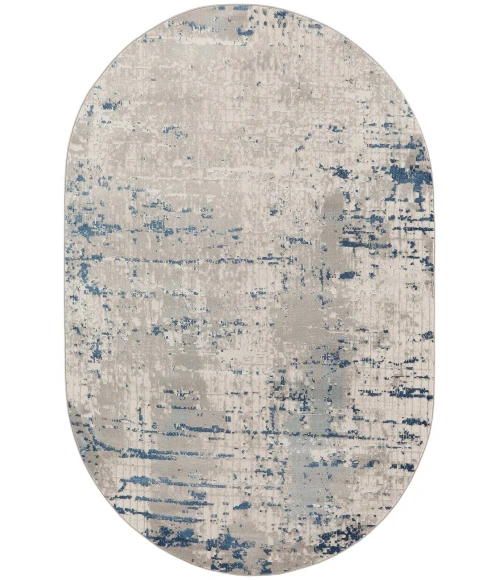 Nourison Quarry Ivory Grey Blue QUA01 6 ft. X 9 ft. Oval Rug