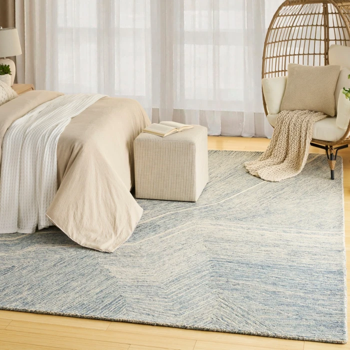 DKNY Pure Angles Ivory Blue ANG01 8 ft. X 10 ft. Rect. Rug