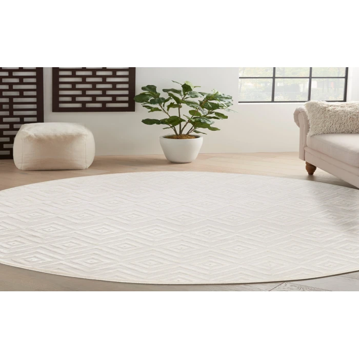 Nourison Versatile Ivory White NRV01 10 ft. Round Rug