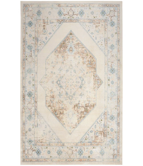 Nourison Astra Machine Washable Ivory Blue ASW13 7 ft. 10 in. X 10 ft. Rectangle Rug