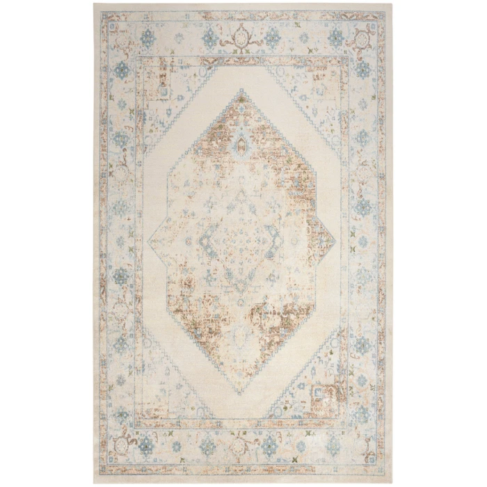 Nourison Astra Machine Washable Ivory Blue ASW13 7 ft. 10 in. X 10 ft. Rectangle Rug