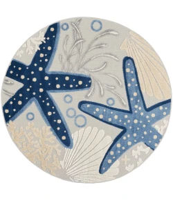 Nourison Home Aloha ALH24 Blue Grey 5 ft. 3 in. Round Area Rug