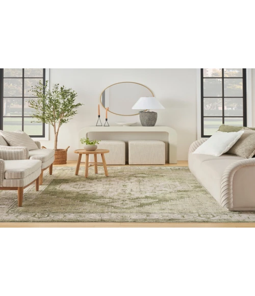 Nourison Astra Machine Washable Ivory Green ASW11 6 ft. 7 in. X 9 ft. Rectangle Rug