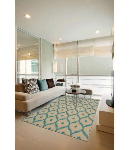 Nourison Home Spectrum Beige Turquoise SPE02 3ft.9in. x 5ft.9in. Rect. Rug