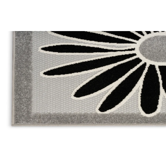 Nourison Aloha Black White ALH33 2 ft. 3 in. X 12 ft. Rectangle Rug