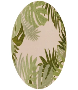 Nourison Home Aloha ALH40 Ivory Green 5 ft. 3 in. Round Area Rug