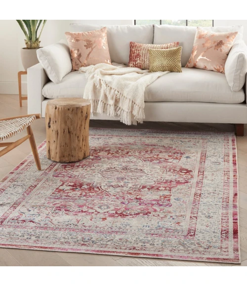 Nourison Vintage Kashan Area Rug VKA07-Red/Ivory