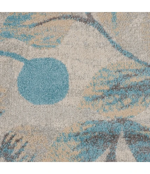 Nourison Tranquil Round Area Rug TRA03-Ivory/Turquoise