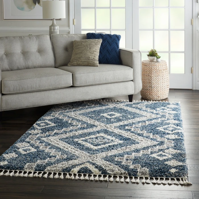 Nourison Oslo Shag Denim Blue OSL02 4 ft. X 6 ft. Rect. Rug