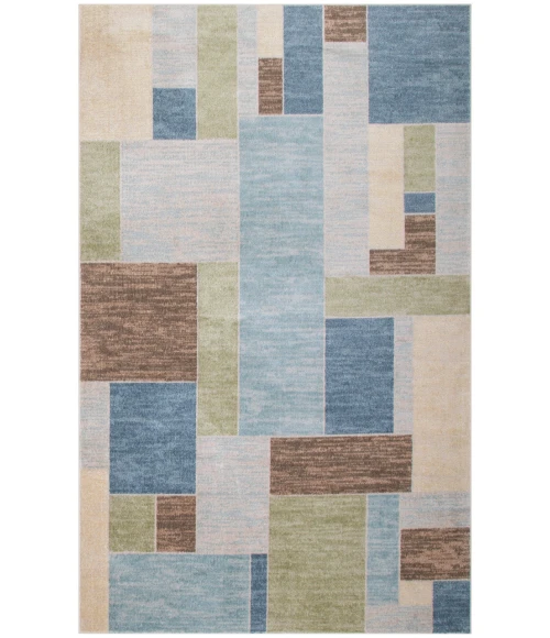 Nourison Astra Machine Washable Blue Green Multi ASW09 6 ft. 7 in. X 9 ft. Rectangle Rug