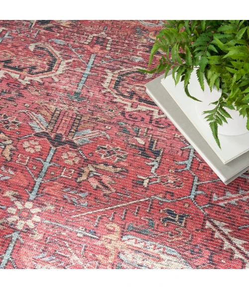 Nicole Curtis Machine Washable Series 1 Area Rug SR102 Red 5' x 7'