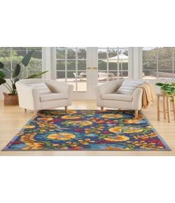 Nourison Home Aloha ALH17 Navy Multicolor 5 ft. 3 in. X 7 ft. 5 in. Area Rug