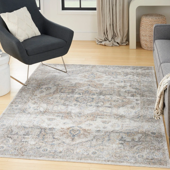 Nourison Astra Machine Washable Area Rug ASW12 Silver Grey