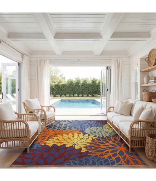 Nourison Aloha Navy Multicolor ALH05 10ft. x 14ft. Rect. Rug