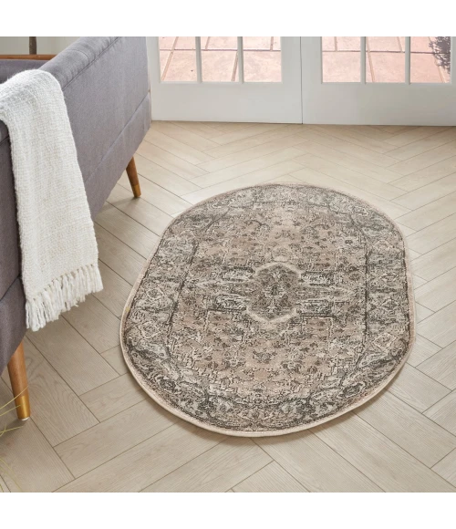 Nourison Quarry Beige Grey QUA05 3 ft. X 5 ft. Oval Rug