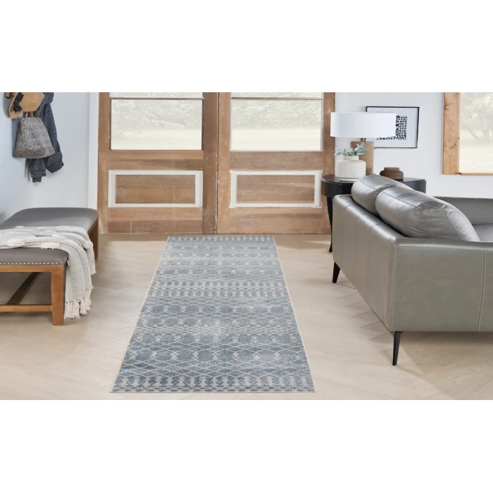 Nourison Astra Machine Washable Blue ASW10 2 ft. X 6 ft. Rectangle Rug