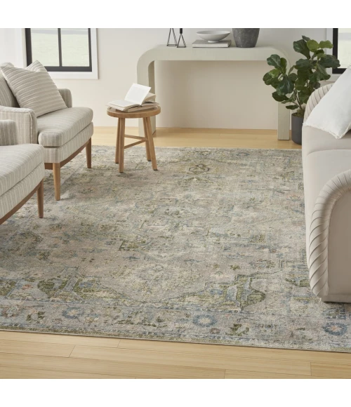 Nourison Astra Machine Washable Blue Green ASW12 10ft. x 14ft. Rect. Rug
