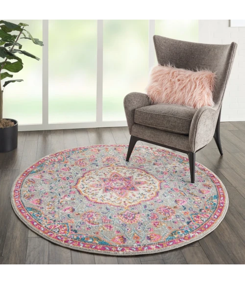 Nourison Passion Round Area Rug PSN22-Grey/Multi