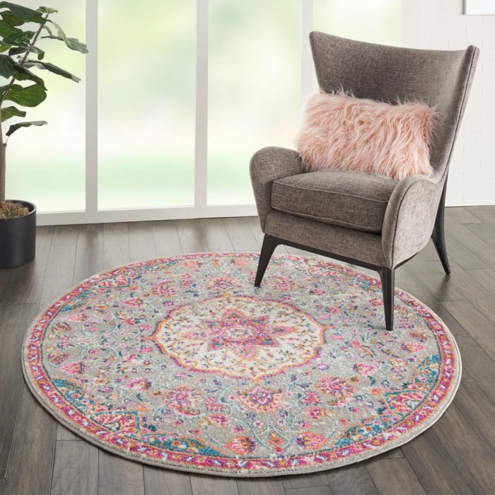Nourison Passion Round Area Rug PSN22-Grey/Multi