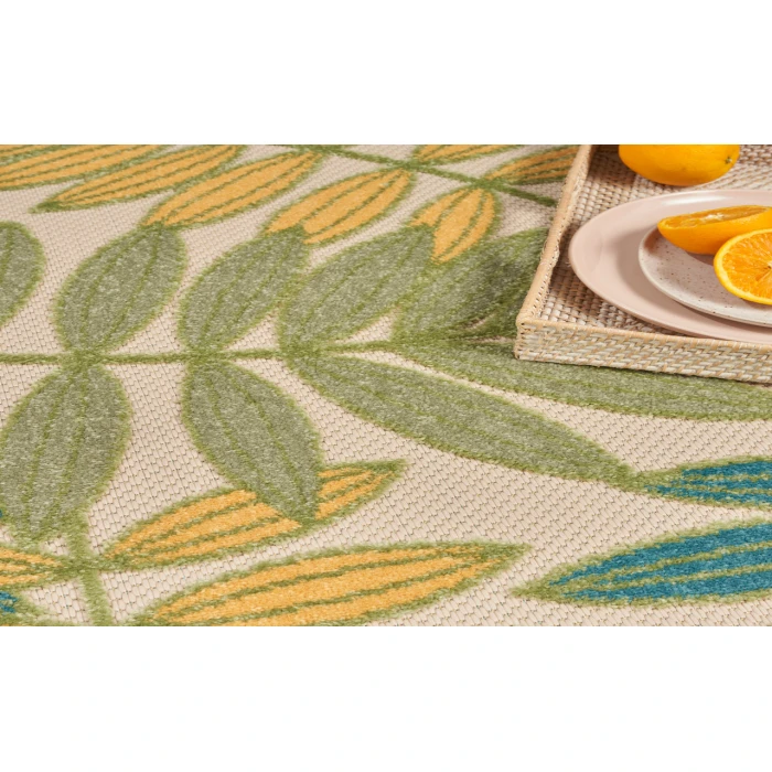 Nourison Aloha Green Multicolor ALH18 5 ft. 3 in. Round Rug