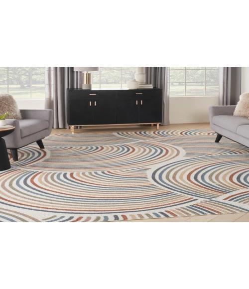 Nourison Astra Machine Washable Ivory Multicolor ASW08 10 ft. X 14 ft. Rectangle Rug