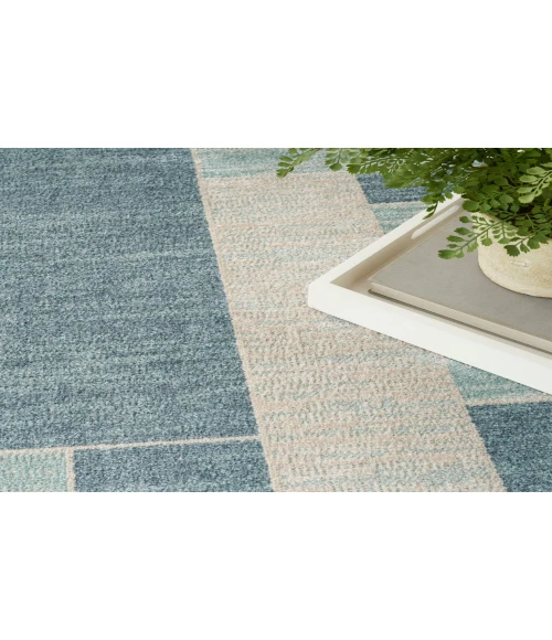 Nourison Astra Machine Washable Blue Ivory ASW09 6 ft. 7 in. X 9 ft. Rectangle Rug