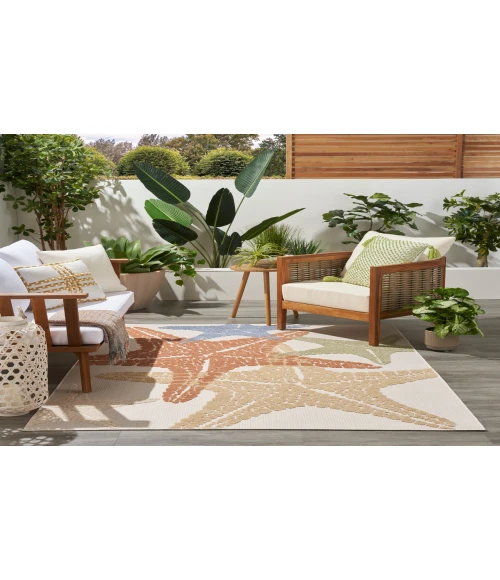 Nourison Aloha Ivory Multicolor ALH28 5 ft. 3 in. X 7 ft. 5 in. Rectangle Rug