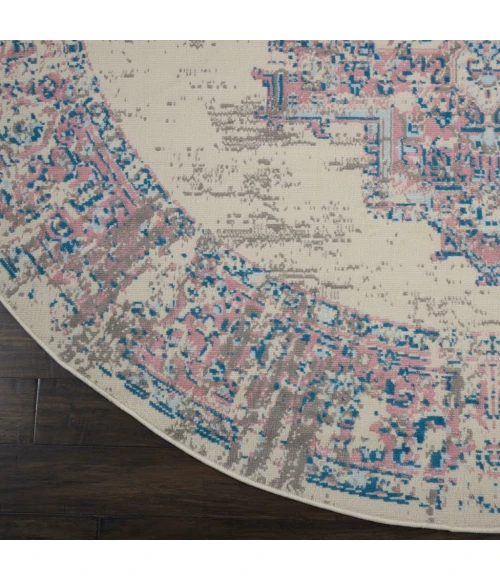 Nourison Grafix Round Area Rug GRF14-Ivory/Pink