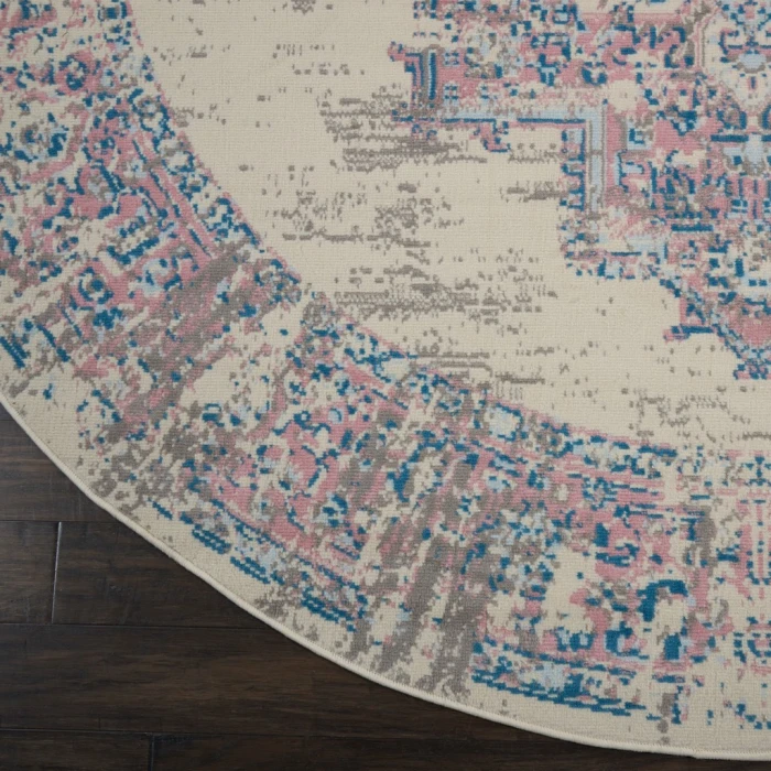 Nourison Grafix Round Area Rug GRF14-Ivory/Pink