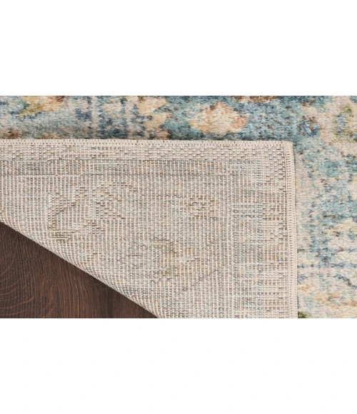 Nourison Astra Machine Washable Beige Blue ASW12 2 ft. 2 in. X 10 ft. Rectangle Rug