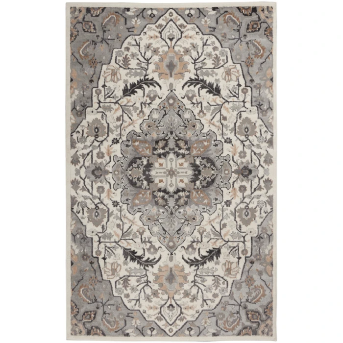 Nourison Elation Ivory Grey ETN09 6 ft. X 9 ft. Rectangle Rug