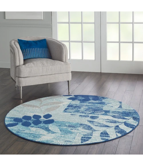 Nourison Tranquil Round Area Rug TRA01-Navy/Light Blue