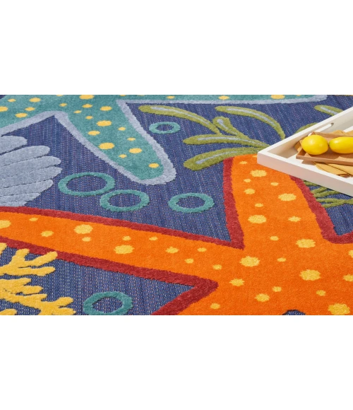 Nourison Aloha Navy Multicolor ALH24 5 ft. 3 in. X 7 ft. 5 in. Rectangle Rug