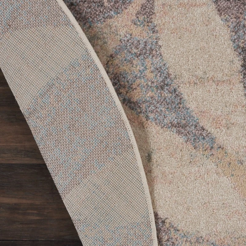 Nourison Tranquil Round Area Rug TRA01-Ivory/Light Blue