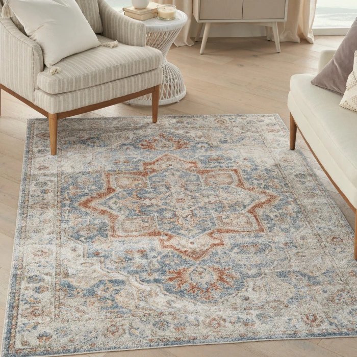 Nourison Astra Machine Washable Area Rug ASW12 Denim Multi