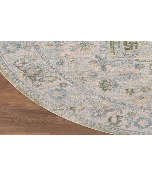 Nourison Astra Machine Washable Blue Green ASW12 7 ft. 10 in. Round Rug