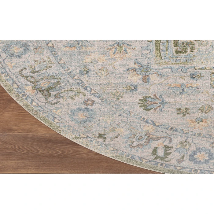Nourison Astra Machine Washable Blue Green ASW12 7 ft. 10 in. Round Rug