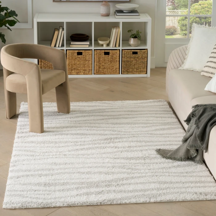 Nourison Home Modern Shag Ivory Grey MMD05 5 ft. 3 in. X 7 ft. Rectangle Rug