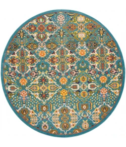 Nourison Home Allur ALR03 Turquoise Ivory 7 ft. 10 in. Round Area Rug