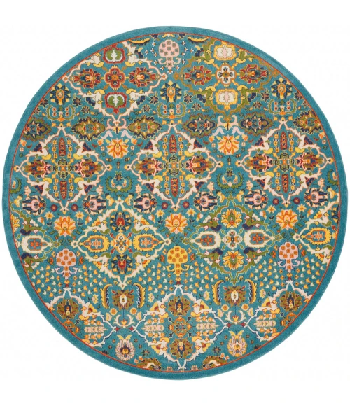 Nourison Allur Area Rug ALR03 Turquoise Ivory
