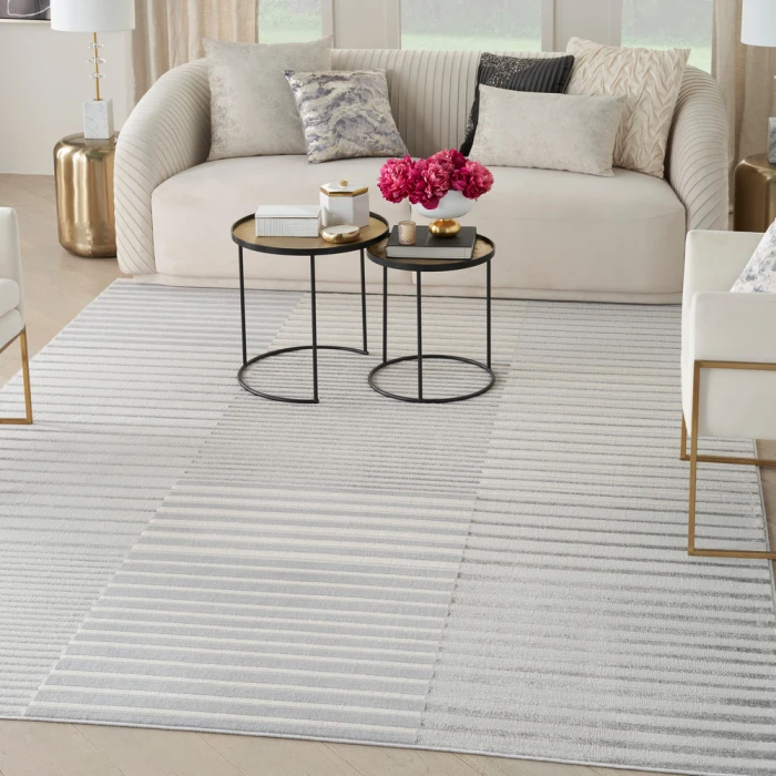 Inspire Me! Home Décor Brushstrokes Area Rug BSK04 Silver Grey