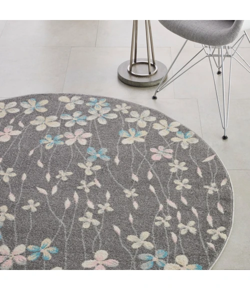 Nourison Tranquil Round Area Rug TRA04-Grey/Beige