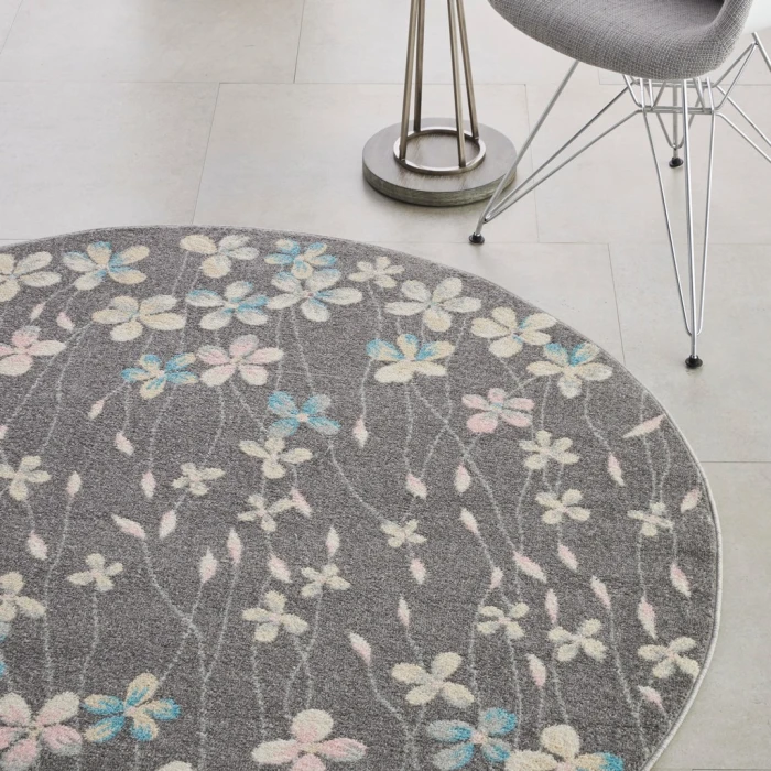 Nourison Tranquil Round Area Rug TRA04-Grey/Beige